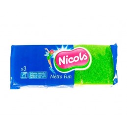 NICOLS SYNTHETIC ABRASIVE SPONGE NET FUN X3