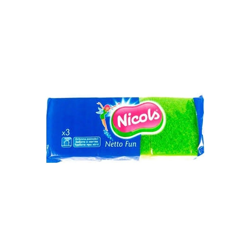 NICOLS SYNTHETIC ABRASIVE SPONGE NET FUN X3