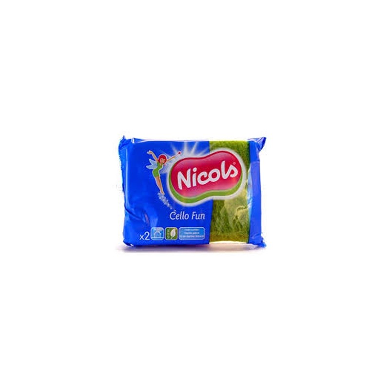 NICOLS SYNTHETIC ABRASIVE SPONGE CELLO FUN GREEN X2