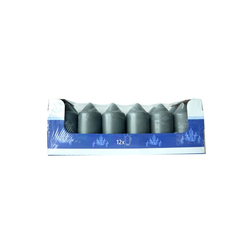 SPAAS HL-PILLAR CANDLE 10 CM X12 GREY (20-22 HOURS)