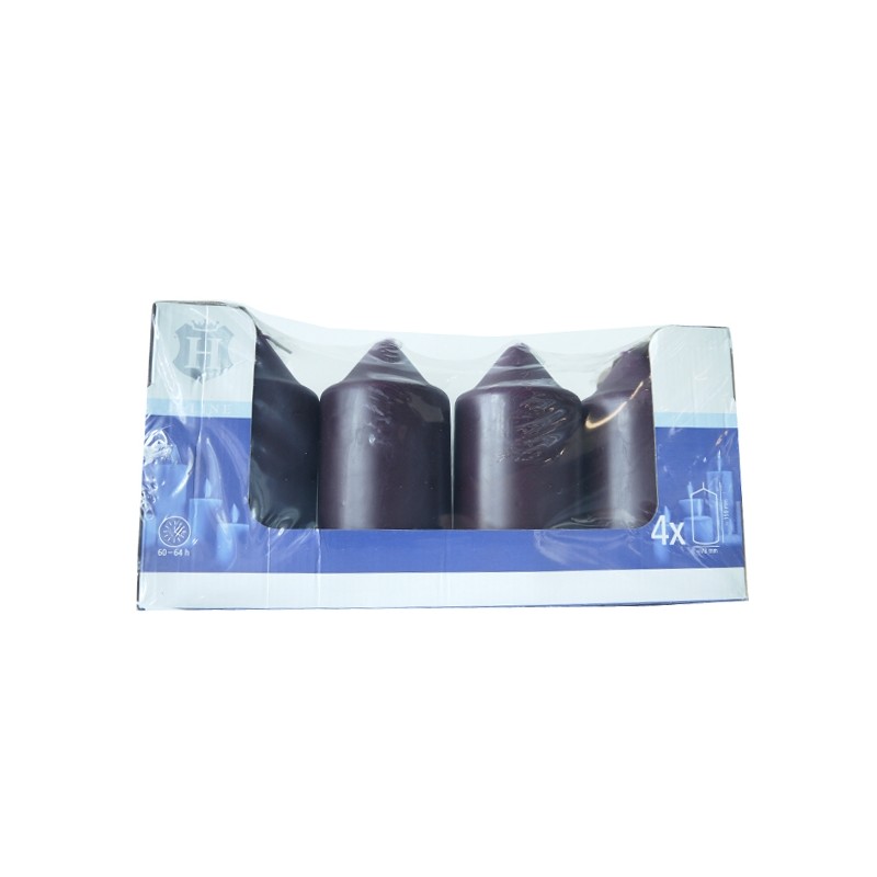 SPAAS HL-PILLAR CANDLE 15 CM X4 PURPLE (60-64 HOURS)