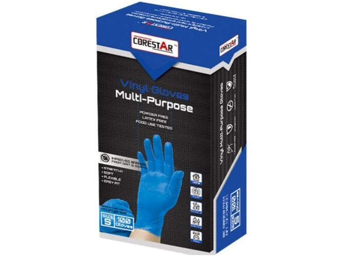 CORESTAR VINYL HANDSCHOENEN 100 STUKS MAAT LARGE BLAUW